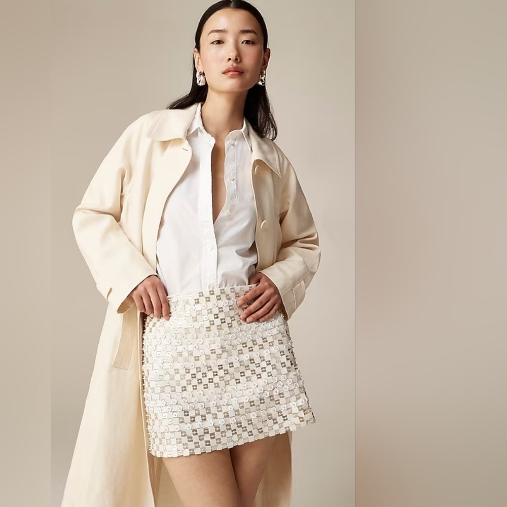 J. CREW Collection embellished mini skirt with floral appliqué